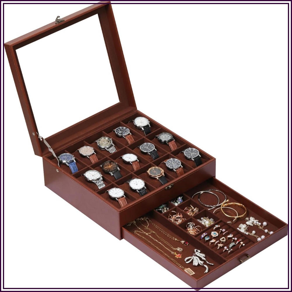 2-laags horlogedoos met slot,  - Jewelry Box That Holds Watches recensie en prijs