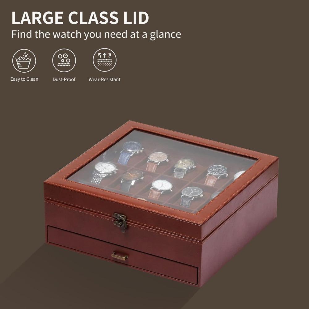 2-laags horlogedoos met slot,  - Jewelry Box That Holds Watches recensie en prijs